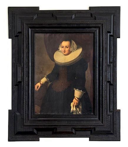 Artist Unknown, (Probably Dutch, 18th Century), Woman in a Large Ruff Collar, in a 17th/18th century Dutch frame