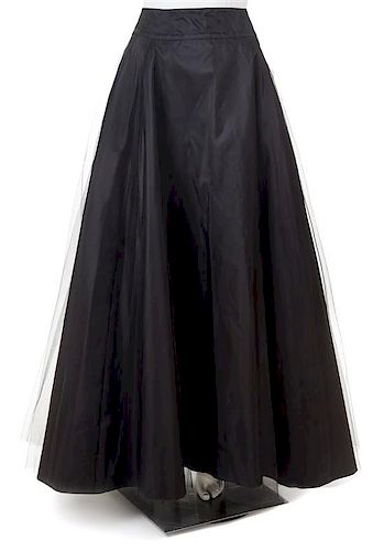 An Escada Black Silk Full Evening Skirt, Size 38.
