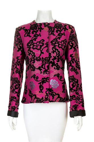 An Etro Hot Pink and Black Floral Embellished Jacket, Size 42.
