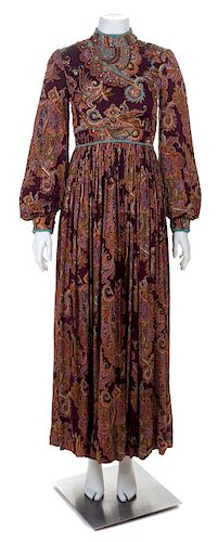 A George Halley Paisley and Floral Bead Gown, No size.