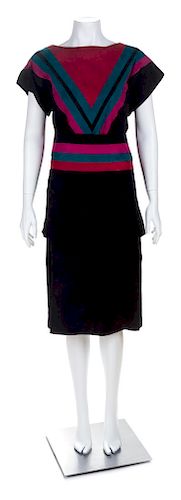 A Gucci Black Suede Tunic and Skirt Ensemble, Top size: 46; Skirt size 48; Belt: 52.75" x 5".