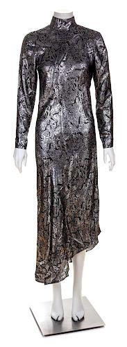 A Jean-Louis Scherrer Metallic Silk and Lurex Snakeskin Print Gown, Size 36.