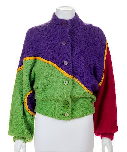 * A Koos Purple and Green Wool Boucle Jacket, Size XS.