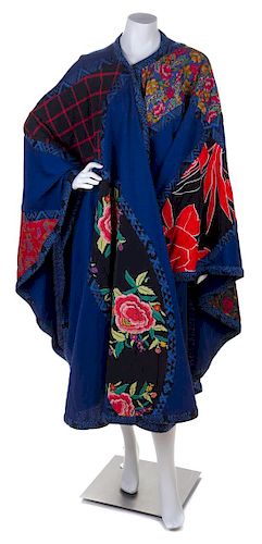 * A Koos Royal Blue Wool Quilted Cape, No size.