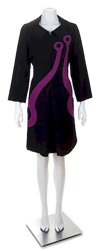 * A Mila Schon Black and Purple Geometric Coat Dress, No size.