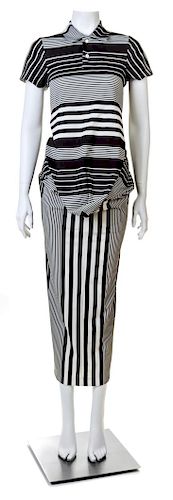 A Comme des Garcons Black and White Striped Polo-Style "Bump" Dress, Size small.