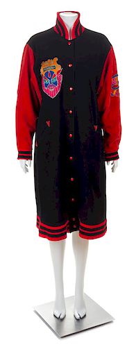 A Kansai Black Wool Baseball Style Coat, No size.