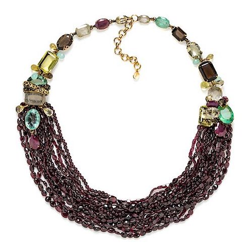 * An Iradj Moini Ruby and Gemstone Multistrand Necklace, 30" x 4".