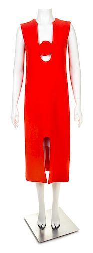 A Pierre Cardin Red Wool Mod Sleeveless Dress, No size.