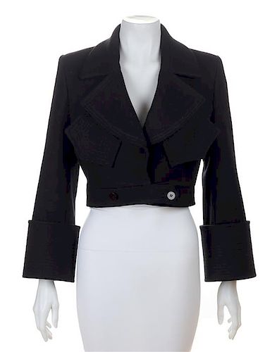A Stella McCartney Black Wool Crop Jacket, Size 40.