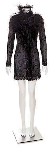 A Valentino Black Feather Sheer Evening Coat, No size.