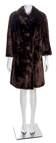 A Brown Sheared Mink Coat, No size.