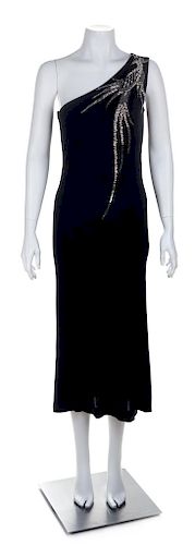 A Bob Mackie/Ray Aghayan Black One Shoulder Gown, No size