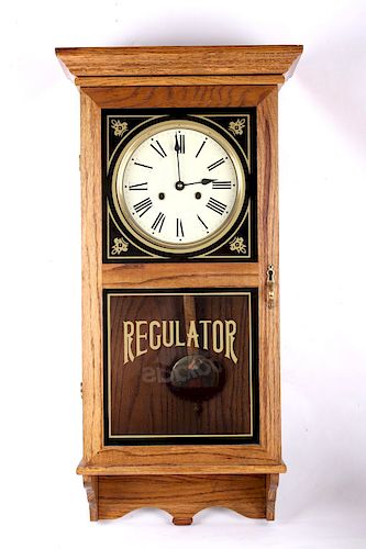 Antique Oak Cased Regulator Clock