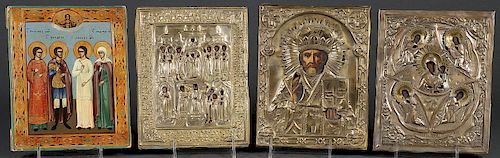 GROUP OF FOUR RUSSIAN ICONS CIRCA 1850