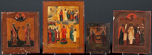 GROUP OF FOUR RUSSIAN ICONS CIRCA 1875