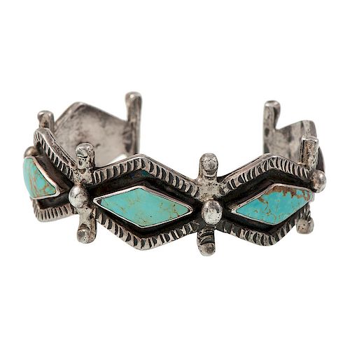 Navajo Sterling Silver and Turquoise Bracelet