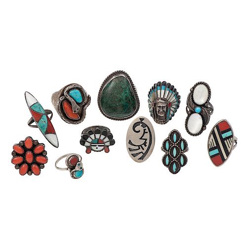 A Collection of Navajo and Zuni Rings
