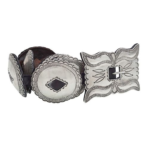 Navajo Silver Concha Belt