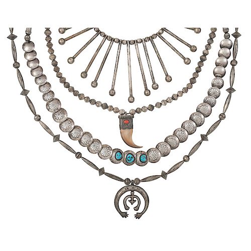 Navajo and Mexican Silver Necklaces
