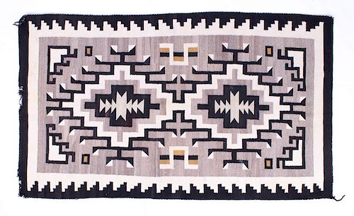 Navajo Two Grey Hills Wool Rug Circa 1925-