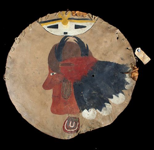 Paiute Polychrome Painted Warrior's Shield 19th C.