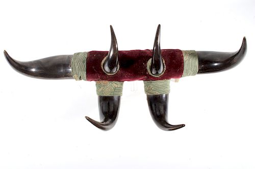 Antique Victorian Western Buffalo Steer Horn Rack