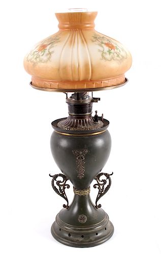 Victorian Full Metal Kerosene Lamp c. 1892-