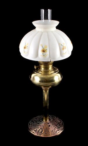 Rayo Art Deco Polished Brass Kerosene Lamp c. 1905