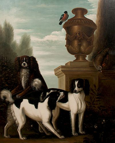 20th Century Painting of Dogs, Oil on Canvas