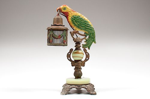 Cold-Painted Parrot Boudoir Lamp