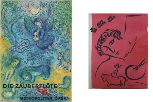 CHAGALL, Marc (After). Lot of Two Lithographs.