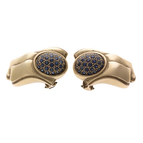 Pair of 18K Sapphire Earrings by Kieselstein-Cord