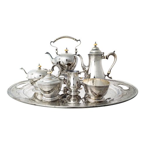 Lunt sterling coffee/tea service & matching tray