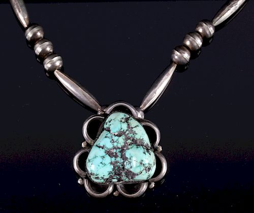 M.Thompson Navajo Cripple Creek Turquoise Necklace