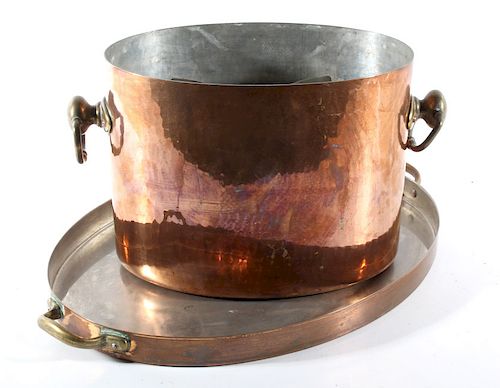 French Hammered Copper Wine Chiller & Serving Tray