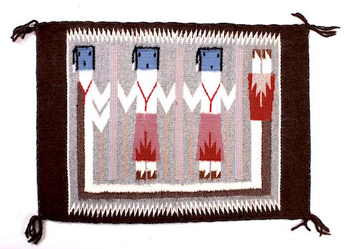 Rainbow Guardian Yei Navajo Woven Wool Rug