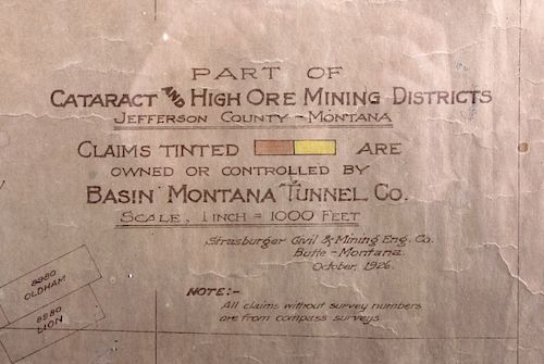 1926 Jefferson County Montana Mining Map RARE