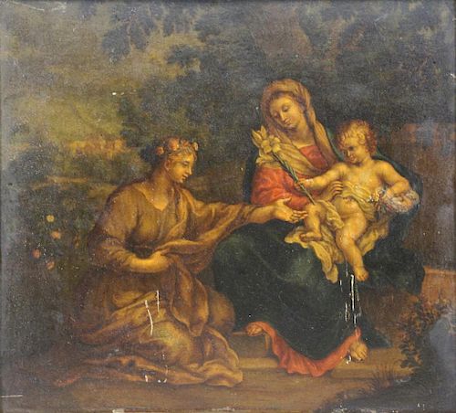 18th/19th Century Oil on Copper. Madonna with