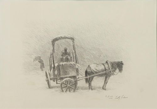FILMUS, Tully. Pencil Drawing. Carriage Horse in