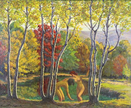 WILLIAMS, Robert F. Bathers in Autumn Landscape