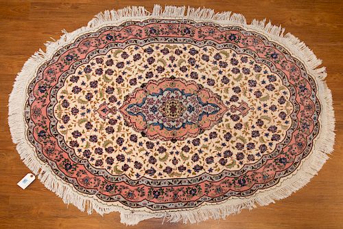 Persian Tabriz oval rug, approx. 3.4 x 5