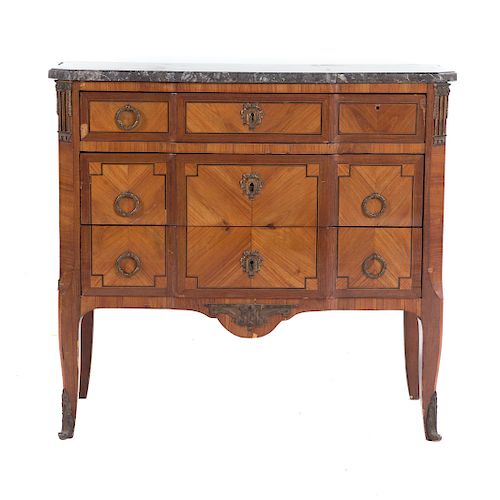 Louis XVI style marble top commode
