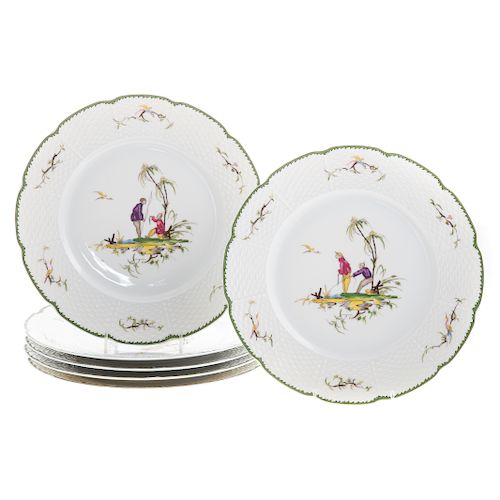 Six Raynaud Limoges, Si Kiang porcelain plates