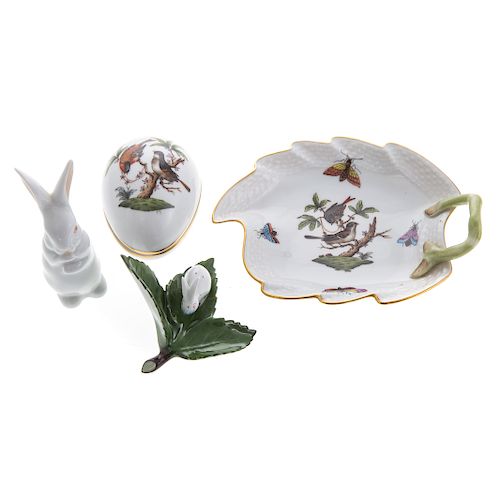 Four Herend porcelain objects