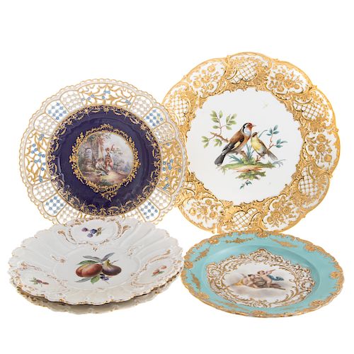 Five assorted Meissen plates