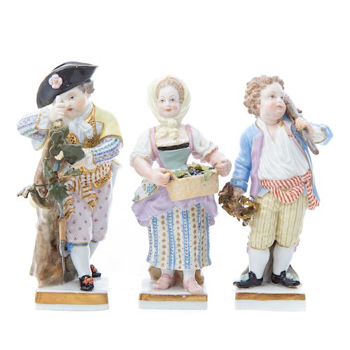 Three Meissen porcelain figures