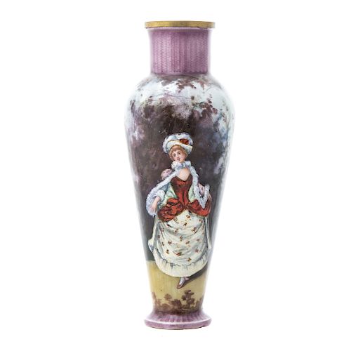 French enamel vase