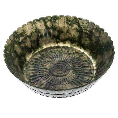 Chinese carved jade lotus bowl