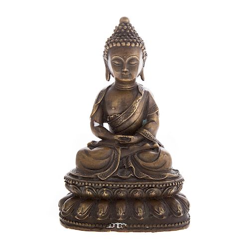 Japanese bronze seated Buddha